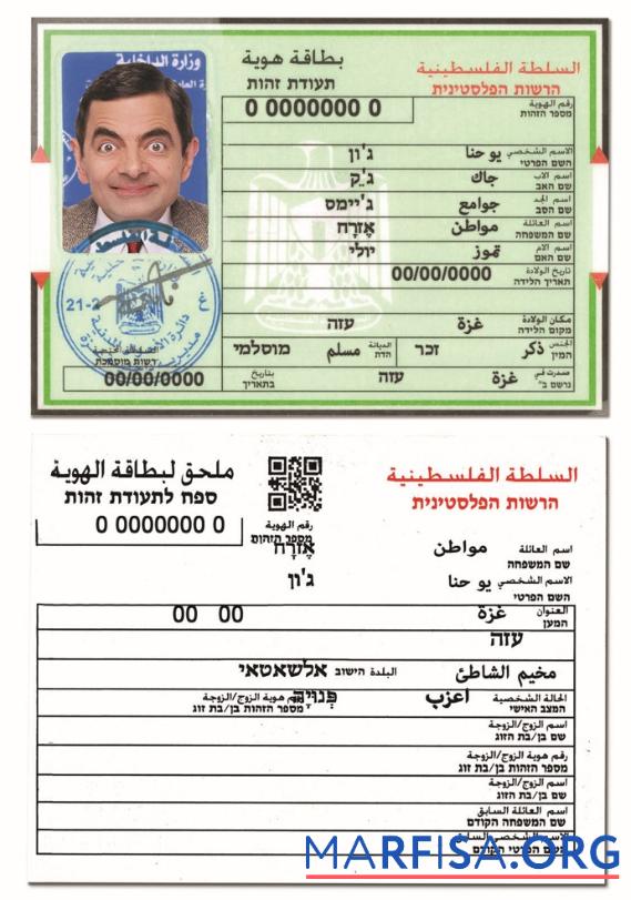 Downloadable Palestine ID real example